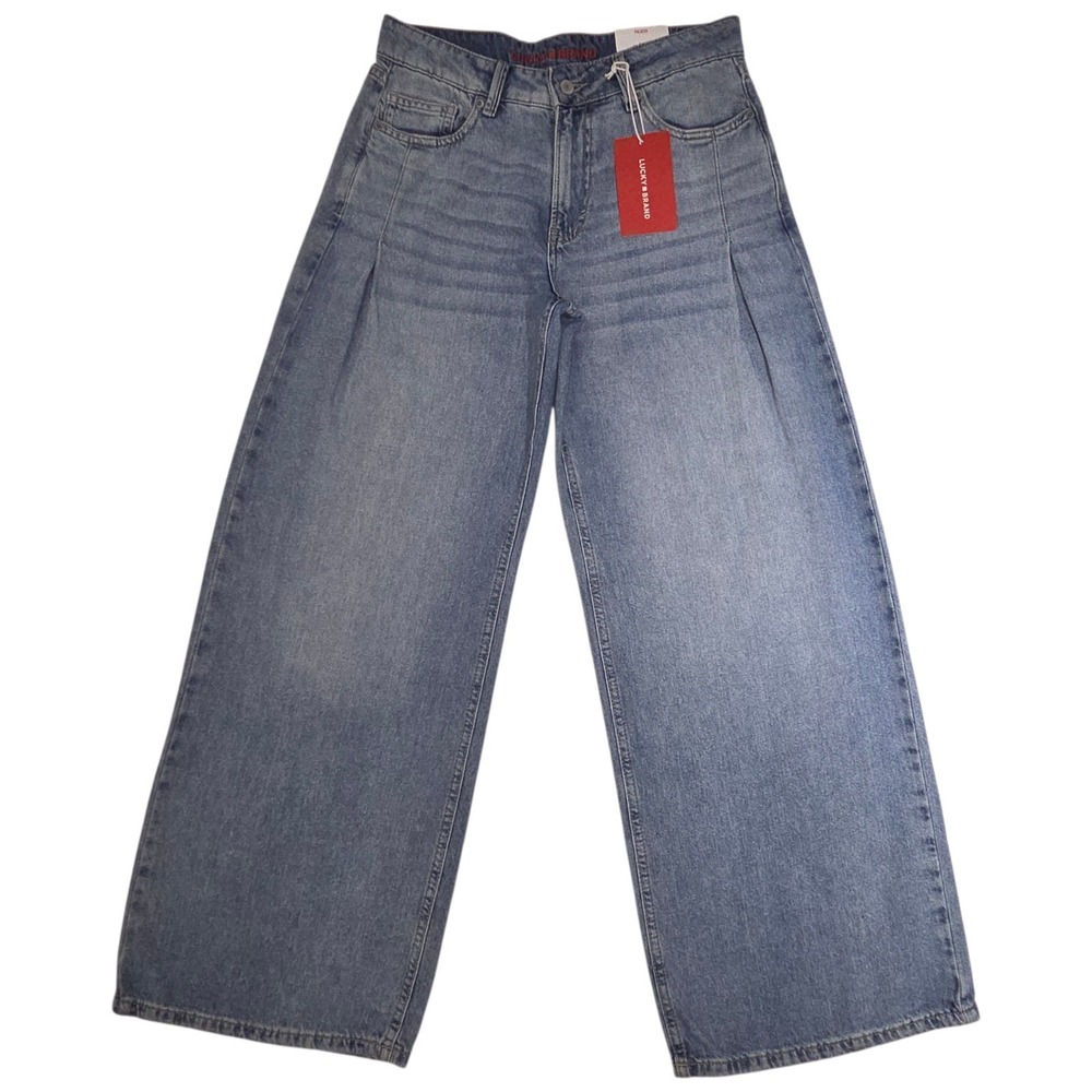 Lucky Brand Women's Jeans 8/29 Denim Palazzo Pleated Wide Leg Rigid High Rise